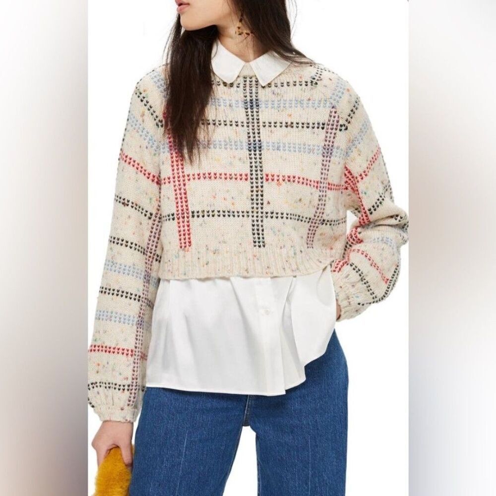 Topshop Check Pattern Sweater - Picture 2 of 12